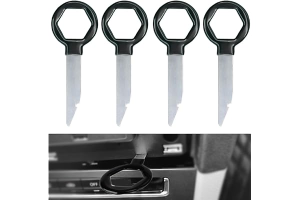 Ownkim 4 PCS Clé Extraction Autoradio, Outils de Démontage Autoradio, Clés Extraction Stéréo Voiture, Conception Ergonomique, en Acier Inoxydable Solide (Noir)