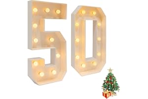Garbenat LED Zahlen Lampe 50" Nummer Licht 3D Geburtstag Dekoration Lichter Light Up Zahlen mit 20 x LED-Birnen Einfache Montage 100m Groß Zahlendekoration für Geburtstag, Jahrestag Party-50