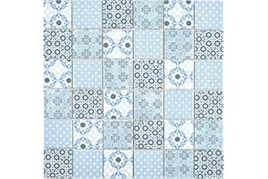 CONWIRE Mosaikfliese Keramik blau retro vintage viktorianisch ornament WC Wandverkleidung Küchenrückwand Küchenfliese Wandfliese Küche
