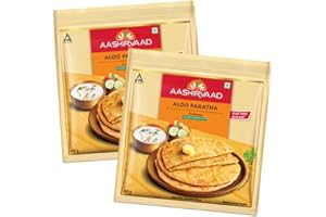 VEENAS Aashirvaad Aloo Paratha | 400G |Potato Stuffed Paratha | Flat Bread Dish | Breakfast Food | Mashed Patato Filled | Ready to Eat | 100% Fresh | Indian Origin (Pack of 2)