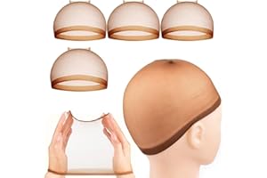 CATOR 4 redes de peluca marrón claro, gorro de peluca ultrafino, gorro de red de peluca transparente, transpirable, cómodo, realista