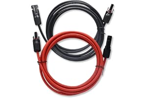 KUBOWAI d'Extension de Panneau Solaire 6mm², Rallonge de Câble Solaire 10m, Cordon Photovoltaïque, Classe de Tension 1500V, Fiche Solaire Montée, Prise étanche IP68 (10 AWG 10m)
