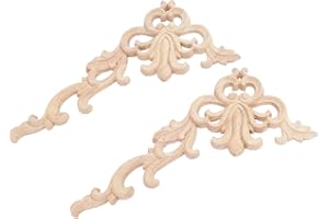 MUXSAM 2 adesivi angolari intagliati in legno per mobili, porte, finestre, decorazione da parete in legno, 20 x 10 cm (destra)