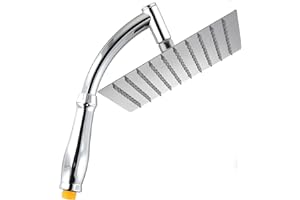 SIEYESCITY Square Rainfall Shower Head with Extension Arm - High Pressure Rain Shower Heads and Handheld Shower Arm - 8 inch Large Waterfall Chrome Showerhead, Silver