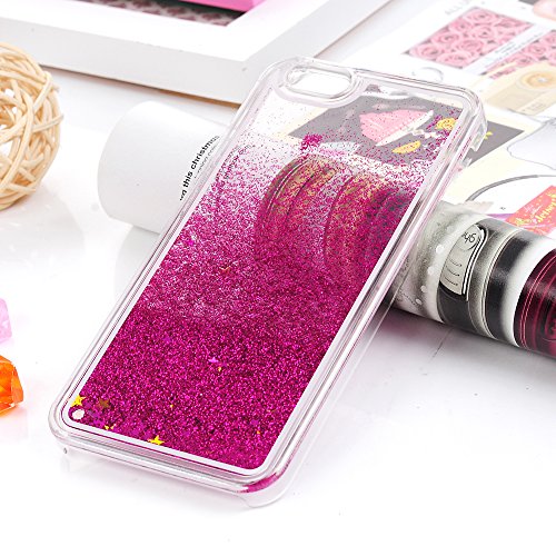 Badalink Iphone6/6S Slimcase Hülle PC Treibsand Flüssige Liquid Bling Hülle Case Glitzer Glitter Shiny Glanz Sparkle Sterne Star Weich Flexibel Einteilige Handyhülle Soft Leicht Stoßstangen Case Rosarot - 7