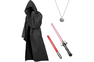 shengo Wars Jedi Hooded Robe Cloak, Wizard Tunic, Jedi Costume Adult, Tunic Hooded Robes Medieval Fancy Dress Halloween Carnival Cosplay Masquerade Party Costume Full Set