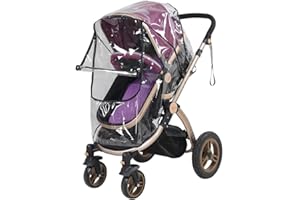 AGATIGE Baby Stroller Rain Cover, Universal Pram Rain Cover for Pushchair Stroller Baby Travel Weather Shield for Rainproof Dustproof Windproof with Zip for Most Strollers (Transparent)
