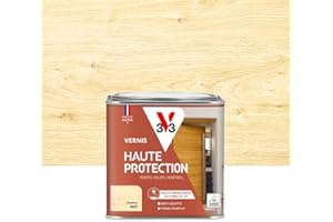 V33 Vernis bois extérieur Incolore mat - Haute Protection - Haute résistance rayures et UV - Anti-goutte et tendu bon - Ecolabel - 0,5L