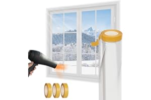 MEFENY Window Insulation Kit, 1.6m x 10m Indoor Fit Clear Rolled Insulating Shrink Film Draught Excluder Stop Cold Condensation, Secondary Glazing Film