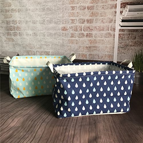 Inwagui Faltbaren Aufbewahrungskorb Wäschekorb Kinder aufbewahrung Spielzeug Warenkorb Kleidung Halter mit Deckel 39* 25* 22cm-Regentropfen A - 6