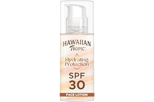 Hawaiian Tropic | Hydrating Protection Face Sunscreen Sonnenschutz für das Gesicht LSF 30 UVA + UVB Schutz, 50 ml, 12-Stunden-Feuchtigkeitspflege, Make-up-kompatibel, wasserfest, vegan