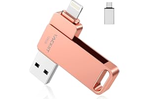128 Go Cle USB pour iPhone Apple Certifié Lightning,Vackiit Clé USB C Photo Stick USB 3.0 Flash Drive Stockage Externe Mémoria USB pour iPad Mac iOS Android PC avec MFI Lightning,USB 3.0,Type C