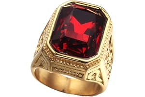 PAURO Herren Edelstahl Jahrgang Hochzeit Versprechen Zirkonia Ring mit Großem Stein