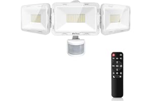 ‎MEIHUA MEIHUA 70W LED Strahler mit Bewegungsmelder Fernbedienung 700-6850LM IP66 Wasserdicht Flutlicht 6500K Drei-Kopf 180°Verstellbar Scheinwerfer für Außen Garten Garage Sportplatz