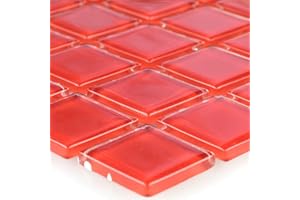 MOSAFIL Glasmosaik Fliesen Matte Rot Uni Wellness Spa Boden Küche Bad Wandverkleidung WC