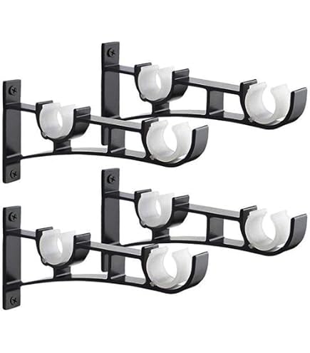 GZqiancang Lot De 6 Supports Tringle Rideaux Noir – Fixation Plafond Ou Mur En Alliage D’Aluminium Robuste Avec Vis Et Chevilles – Idéal Chambre, Salon, Salle De Bain