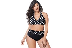 chuangminghangqi Donna Bikini a Vita Alta Imbottito Taglie Forti Costume da Bagno Due Pezzi Stampato Nuoto Costumi Mare