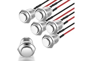 Gebildet 5Stücke Wasserdichte Drucktaster Momentanen Edelstahl Taster EIN Aus 12mm 2A/12V/24V/125V/250V mit Draht (Hervorstehend)
