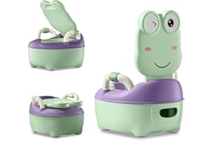 ACXIN Kinder Töpfchen Kindertoilette für Kleinkinder Toilettentrainer Kinder Toiletten Babytopf mit Spritzschutz&Armlehnen Toilettentrainer Cartoon Deckel (Normal Typ, Grün)