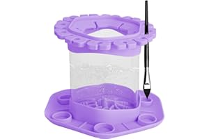 Adorila Paint Brush Cleaner Rinse Cup, Silicone Paint Brush Holder and Brush Cleaner, Paint Brush Cleaner Tool for Acrylic, Watercolor, Water-based Paints (Purple), JJL7919002