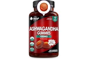 NEW LEAF PRODUCTS Ashwagandha Gummies 1200mg – High Strength 5% Withanolides - Real Fruit Juice, No Artificial Colours or Flavours – Pure Ashwagandha Root Extract, 60 Vegan Gummys, Gluten Free, UK Made by New Leaf