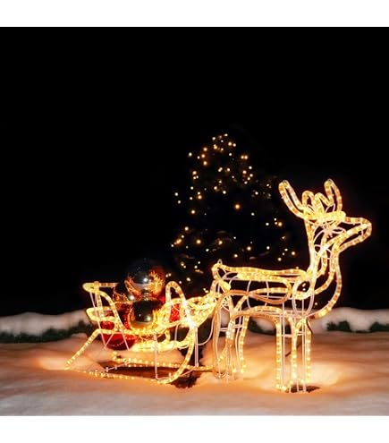 BAKAJI Rentier 3D-Lichtdeko Für Draußen – 68 Cm Hoch, 288 LEDs, Kaltweiß, IP44, Metallrahmen Mit Schlauch