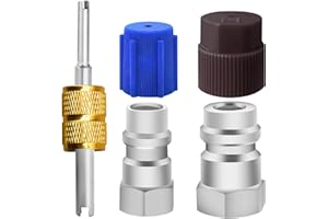CANIPHA R12 to R134a Conversion Kit, R12 to R134a Adapter Fitting Adapter, High/Low Pressure 134a Adapter Fittings With Plastic Hat, R12 to R134a Adapter with 1/4'' Female to 7/16"-20 Unf Connection
