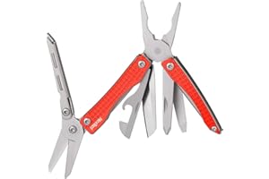 NexTool Mini Flagship 10 in 1 Multitool, Multitool with Pliers, Camping Pliers, Can Opener, Scissors, Screwdriver, Bottle Opener for Camping, Outdoor Activities, Repairing, Hiking-Red