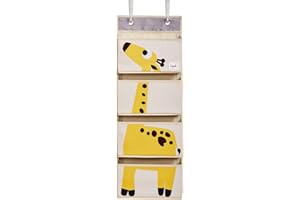 3 Sprouts Porta Pannolini da Appendere - Organizer Fasciatoio per Neonati - Portaoggetti da Appendere - Tasche Portaoggetti da Parete - Porta Pannolini Fasciatoio da Appendere - Giraffa