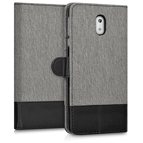 kwmobile HÃ¼lle fÃ¼r Nokia 3 - Wallet Case Handy SchutzhÃ¼lle Kunstleder - Handycover KlapphÃ¼lle mit Kartenfach und StÃ¤nder Grau Schwarz