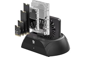 Xiaobi Hard Drive Docking Station, Pcie NVMe Adapter with Cooling Fan Superior Cooling Efficiency, External Hard Drive Reader Compatible with M.2 NVMe/SATA SSD & 2.5" and 3.5" SATA HDD SSD