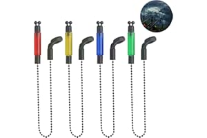 Nelxsene Set di 4 indicatori scambisti per pesca alla carpa, indicatore di punta, indicatore di abboccato per scambisti, verde, rosso, giallo, blu, indicatori di morso portatili, per la pesca notturna
