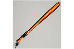 SPORTFANSHOP24 Schlüsselband/Landyard/Halsband - Deutschland scharz rot gelb gestreift ohne Adler - Keyholder/Strap