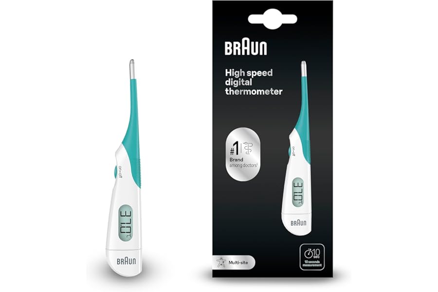 Braun High Speed Digital Thermometer, Digital Thermometer Stick for Multisite Use, Oral, Rectal or Underarm , Suitable for Babies and Children, Brand #1 among Doctors 1, PRT1000