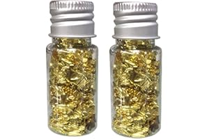 LYITZW 2 Bouteilles Feuille d'or Papier Décoratif Feuille d'or Papier pour Nourriture Dessert Décoration Artisanat Alimentaire Feuille d'or en Bouteille Feuille d'or