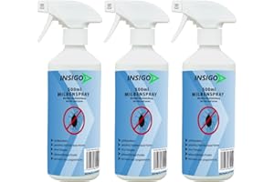 Insigo Milben-Spray 3x500ml | Hausstaubmilben bekämpfen | Milbenspray für Matratzen | Milben-Mittel für Innen & Aussen, Wasserbasis, Geruchlos
