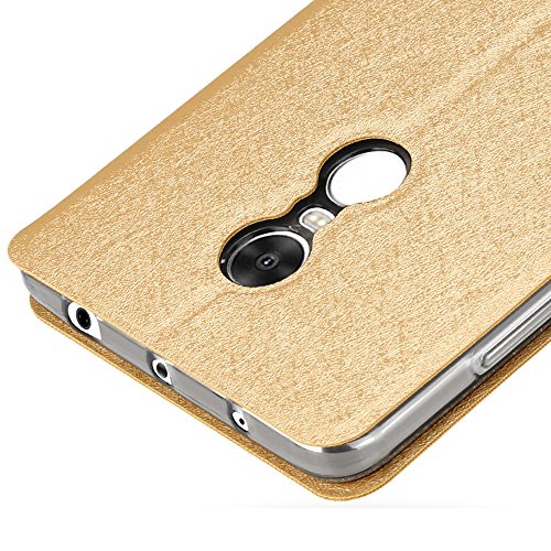 Oro Estilo de f  tbol Cuero de la PU Funda Flip Case TPU Silicona Back Cover y Protector de Pantalla Para Xiaomi Redmi Note 4 Vooway   MA00327