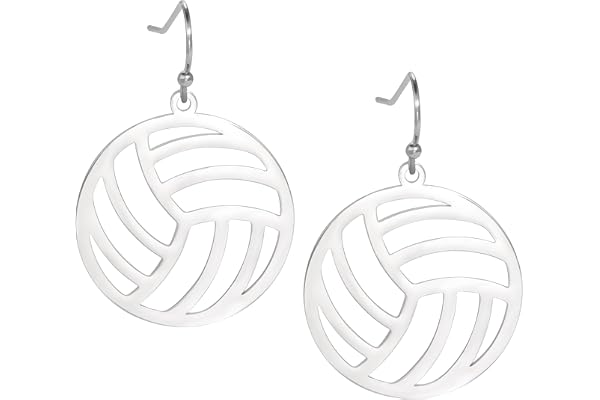 TEAMER Collier de Vollyball en Acier Inoxydable Pendentif de Volley-Ball délicat Bracelet Boucle d'oreille Bijoux de Boule de Sport de Mode