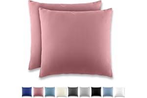 REDKEY Kissenbezug 40x40 cm 2er Set Kopfkissenbezug mit Reißverschluss - Kissenhülle aus gebürstetem Mikrofaser für Kissen,Waschbar bis 40°C Altrosa