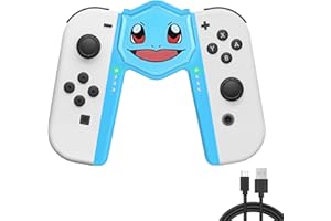 DLseego Hand Grip for Switch/Switch OLED Joycon,Lovely Cartoon Portable Joystick Charging Grip V-Shaped Plug and Play Game Grip Controller Handle, Blue Turtle