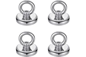 sinzau Gancio Magnetico, Confezione da 4 Magneti al Neodimio, Magnete da 25 mm con Gancio, Gancio Magnetico con Occhiello, Magnete con Occhiello al Neodimio, per Frigoriferi, Cucine, Garage