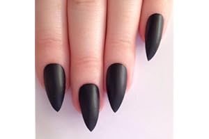 Krótkie sztuczne paznokcie MouyouGlow, matowy czarny migdał, jednolity kolor, Halloween, prasa do paznokci z klejem do paznokci, migdał czarny jednolity matowy akryl sztuczne paznokcie