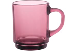 Duralex Set 6 Tazas Vidrio Templado 26cl Apilables, Taza Cocina Resistente para Café Té Desayuno, Uso Diario, Pack Tazas Vidrio Colores Variados Colección Versailles