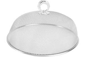 UPKOCH - Cappa anti- in acciaio inox, con filtro a rete, per cibo, ombrello per alimenti, campana per formaggio, campana per torte, copertura a rete, cm (argento)