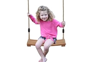 AnExer Wood Tree Swing Seat, Wood Swing Seat, 22.8x9.8 inch Wooden Swing Sets Length Adjustable for Children Adult in the Garden,Yard Indoor Outdoors