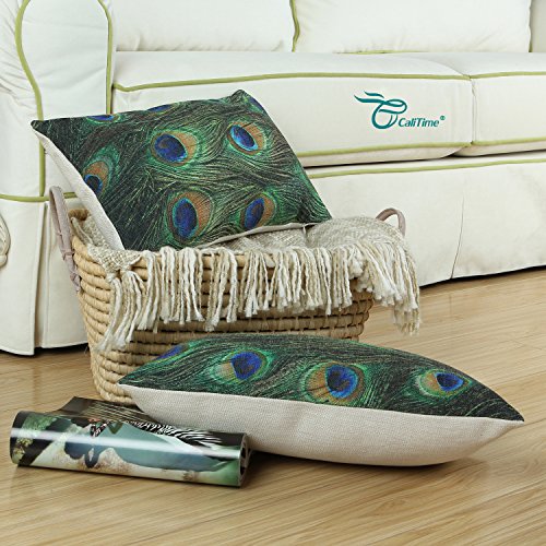 Euphoria Hauptdekor Kissenbezüge Kissen Baumwoll Leinen Mischung Pfauenfeder Druck 30cm X 50cm - 4