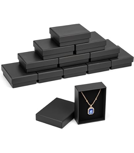 Boîtes à Bijoux En Carton Noir 9x7x3 Cm - Lot De 9 Avec Doublure Velours - Emballage Cadeau Pour Boucles D'oreilles, Colliers, Bagues - 4
