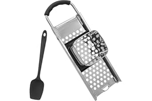 ZephyrCraft Edelstahl Spätzlehobel Teigschlitten, Spätzleschaber für Selbstgemachte Spätzle, Spätzlepresse Spätzlesieb für Knöpfle(mit Silikon Spatel)