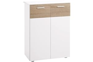 kleankin Armario de Suelo para Baño con 2 Puertas y Estantes Interiores Ajustables Mueble Auxiliar de Madera Multiusos para Salón Cocina Comedor 60x30x85 cm Blanco