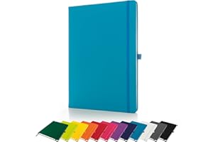 Savvy Bee Premium A4 Notebook New Lined Hardback Journal with Pen Loop,196 Page, Elastic Closure and Ribbon Marker Notepad Note Book Notes Pad (Teal)